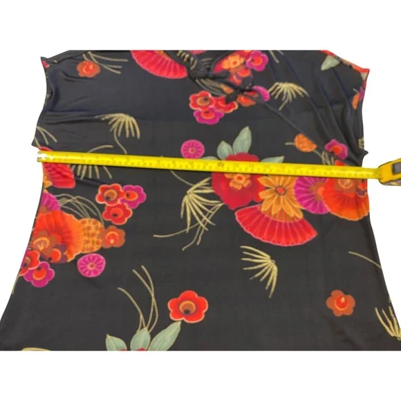 Chico's Travelers Mandarin Wrap Top Floral Asian Print Size 3 (XL) - Picture 12 of 12